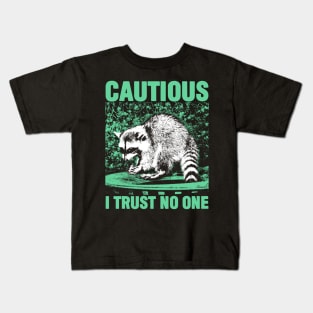 Cautious Raccoon Kids T-Shirt